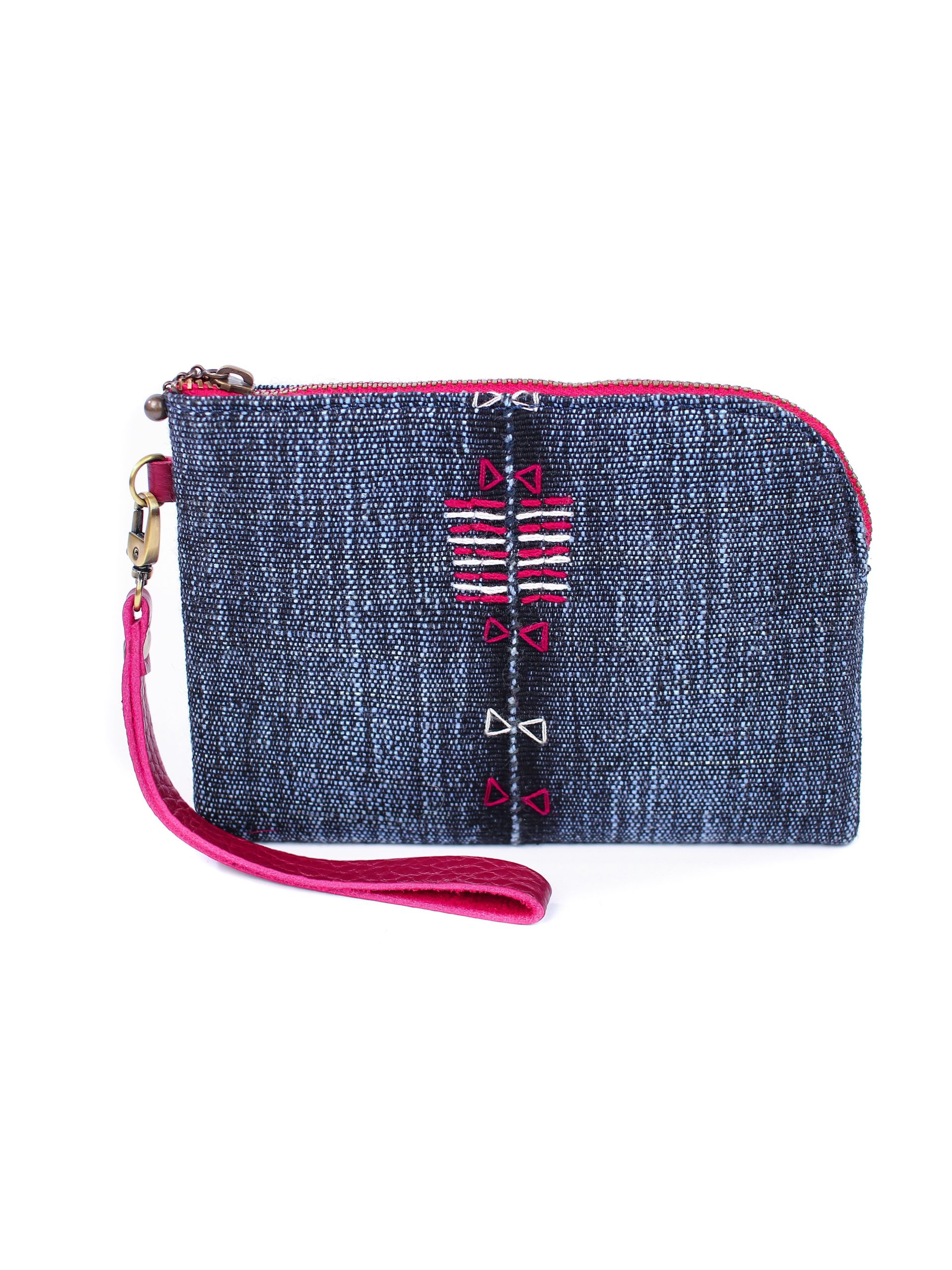 Traditional LUA Fabric wristlet ( Indigo Blue Color )